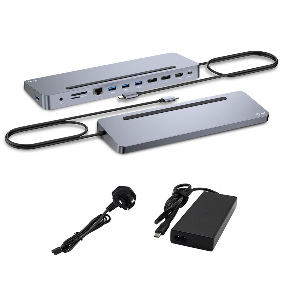 I-TEC USB-C Metal Ergonomic 4K 3x Display Docking Station with PD 100 W + i-tec Universal Charger 100W bundle