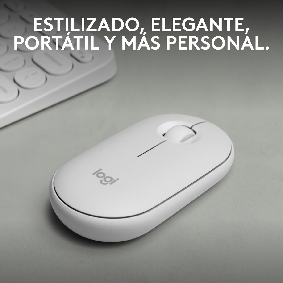 LOGITECH Pebble Mouse 2 M350s Mouse optical 3 buttons wireless Bluetooth 5.2 LE tonal white
