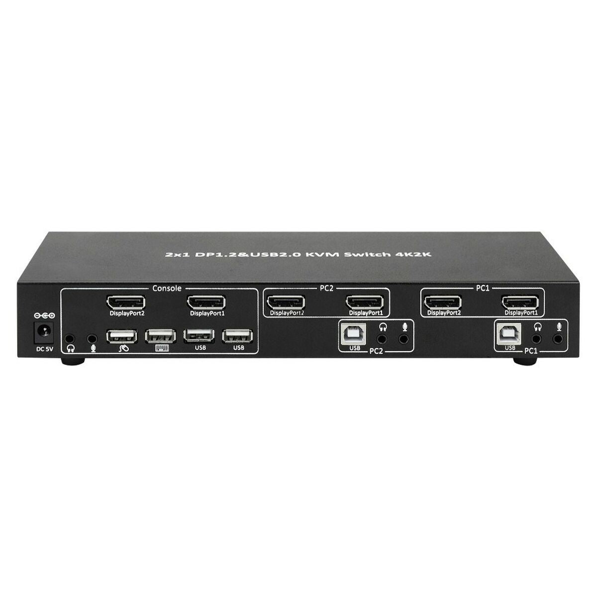 Techly IDATA DP-KVM2 Commutateur KVM 2x1 DisplayPort/USB 4K Double-Vidéo avec USB 2.0