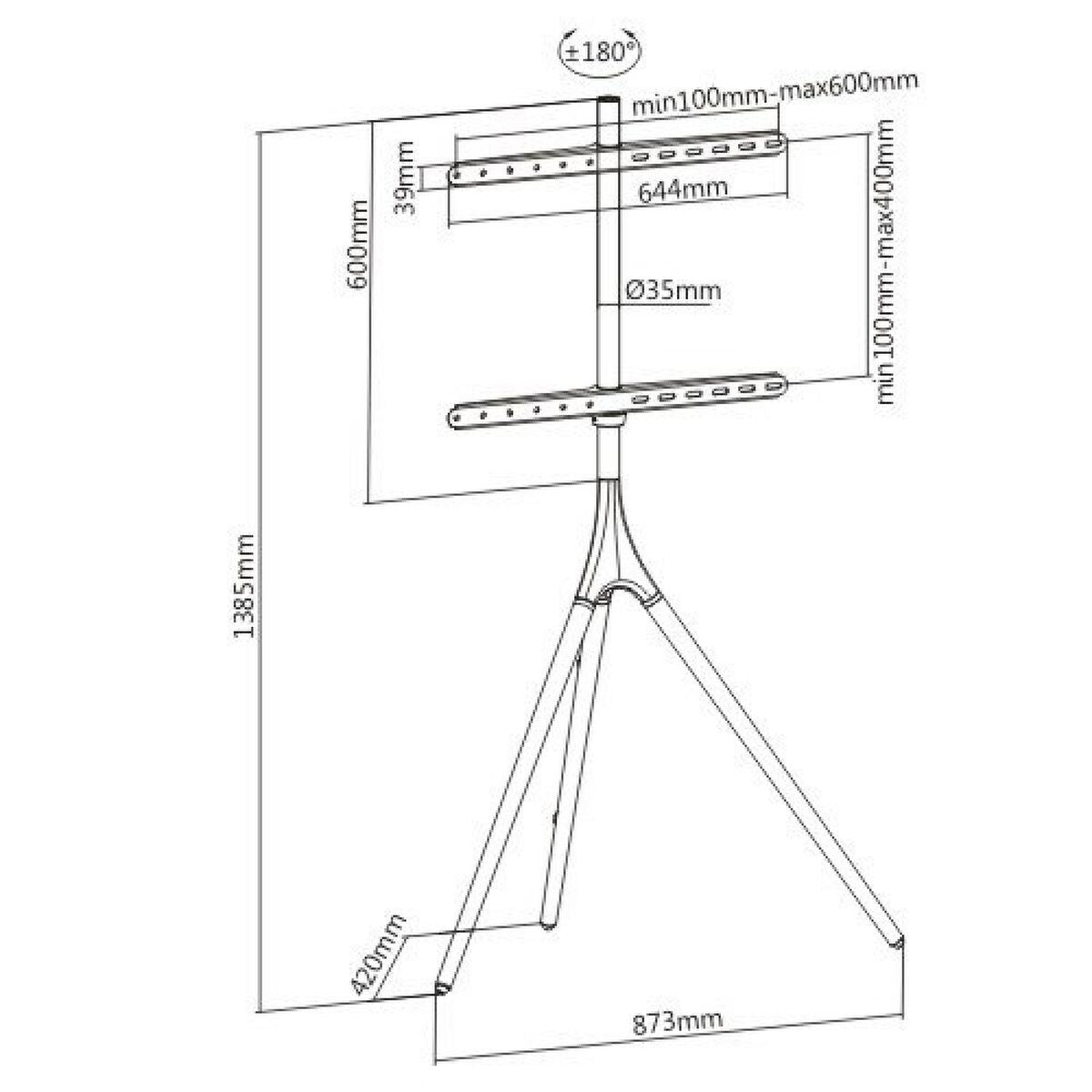 "Techly ICA-TR18SAM Support TV trépied réglable 45-65"" jusqu'a 32kg"