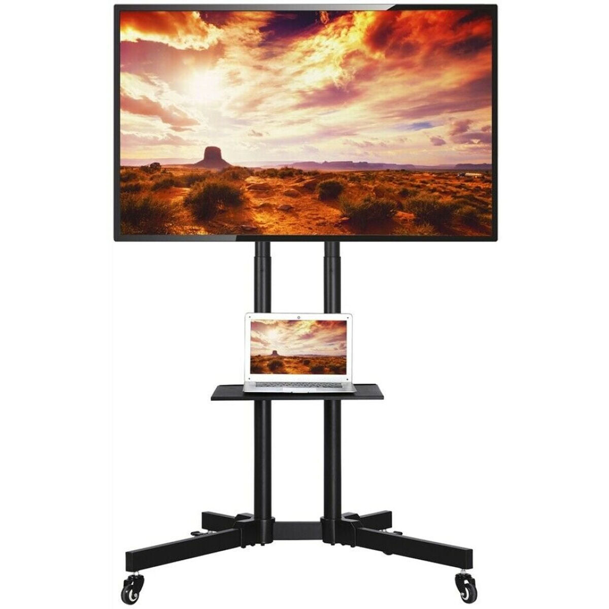 "Techly ICA-TR16T Support TV mobile 37-70"" jusqu'a 50kg réglable 2 étageres"