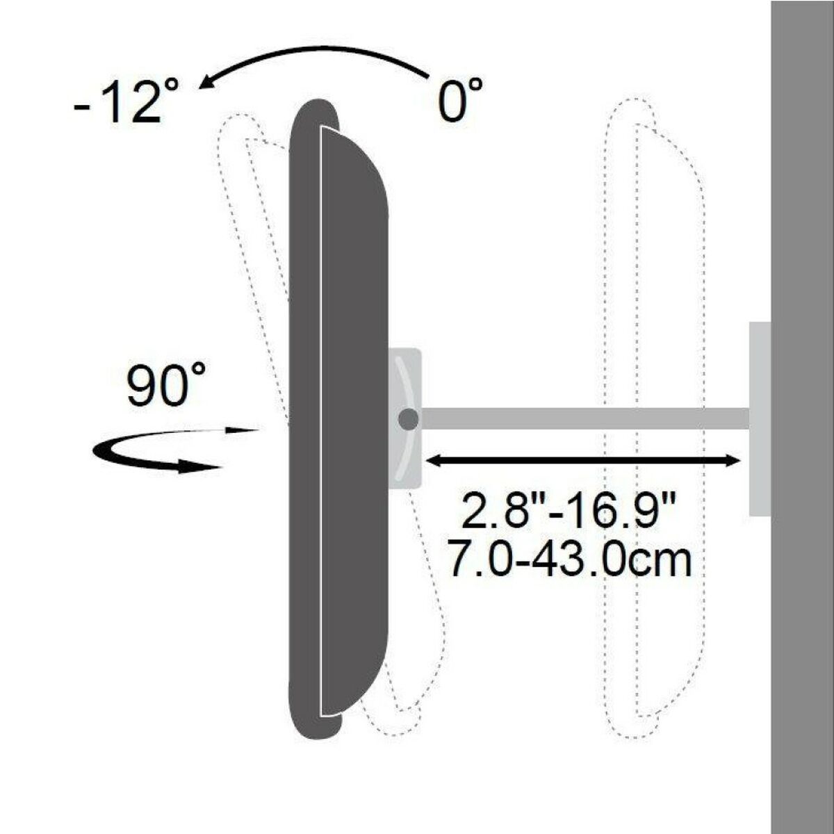 "Techly ICA-PLB 147XL Support mural pour TV 42-70"" LED/LCD 70kg pivotant inclinable"