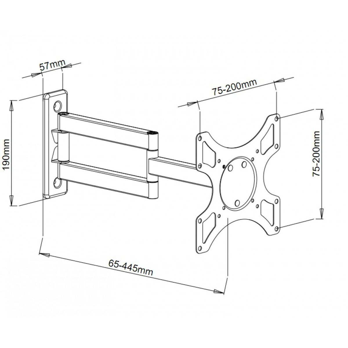 "Techly ICA-LCD 2903 Support mural pour TV 19-37"" LED/LCD 25kg pivotant inclinable"