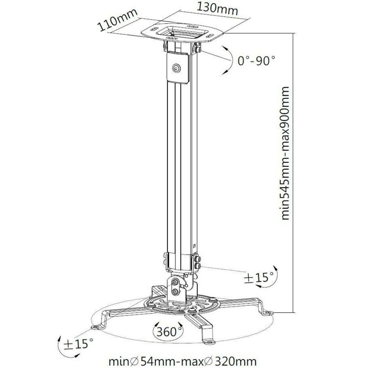 Techly ICA-PM 18M Bras de projecteur au plafond 900 lc