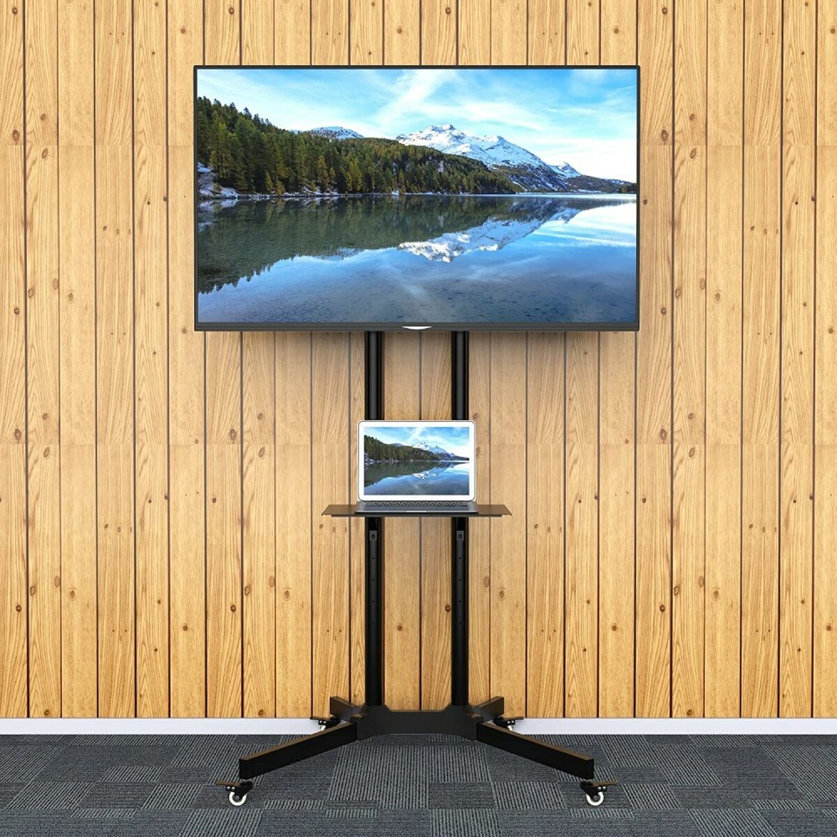 "Techly ICA-TR6 Support TV mobile 30-65"" jusqu'a 60kg étagere AV réglable"