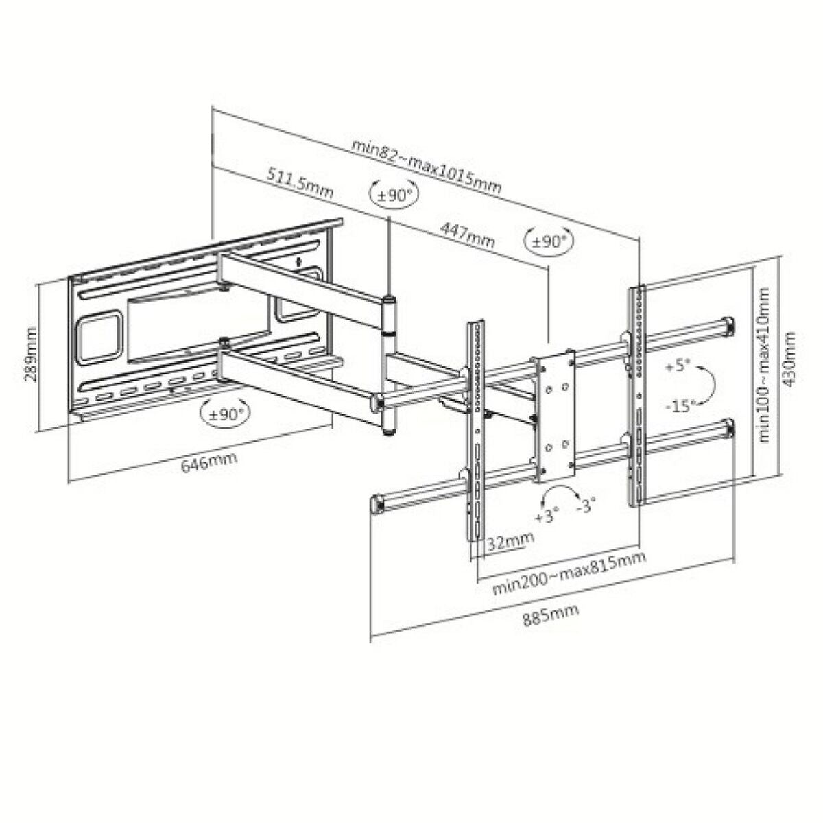 "Techly ICA-PLB 490 Support mural pour TV 43-80"" LED/LCD 50kg pivotant inclinable"