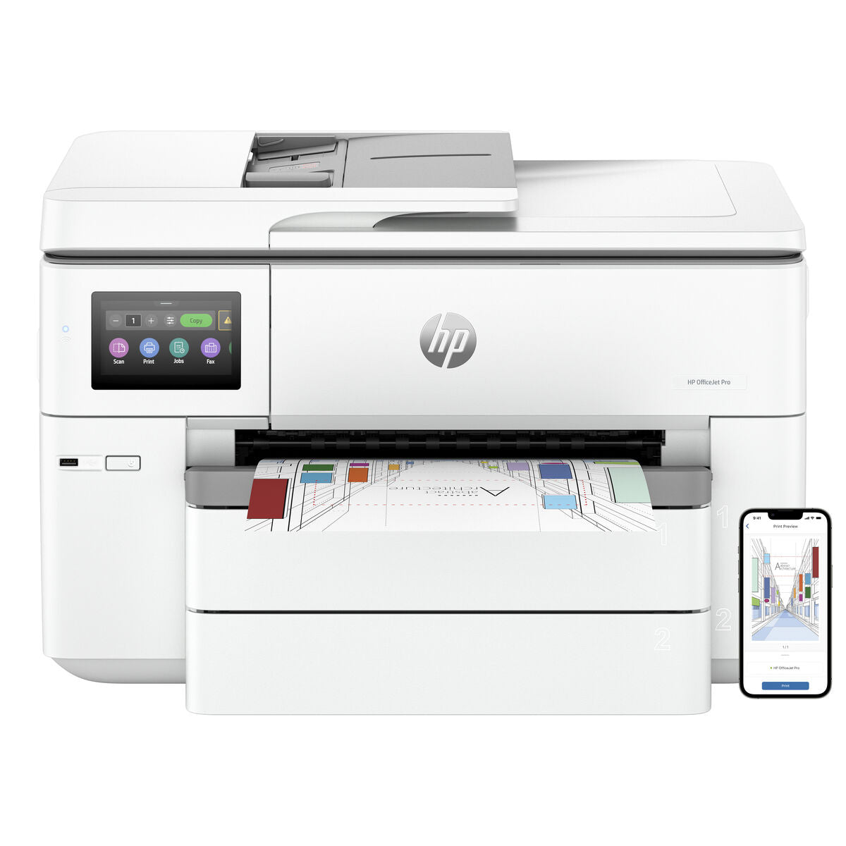 HP Officejet Pro 9730e WideFormat All-in-One MFP colour ink A3 18ppm Copy 22ppm Print 250sheets USB LAN Imprimante Wi-Fi Bluetooth