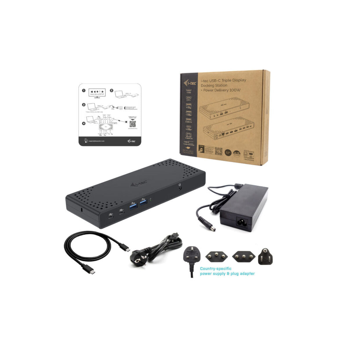I-TEC USB-C Triple Display DS Gen2 2xDP 1xHDMI 1xGLAN 1xUSB 3.2 Gen2 2xUSB 3.2 Gen1 2xUSB-C Gen2 2xUSB 2.0 1xAudio/Mic PD100W