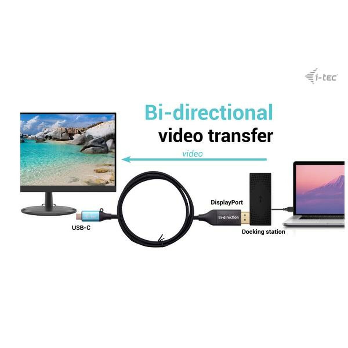 I-TEC USB-C DisplayPort Bi-Directional Cable Adapter 8K/30Hz 150cm compatible with Thunderbolt 3/4