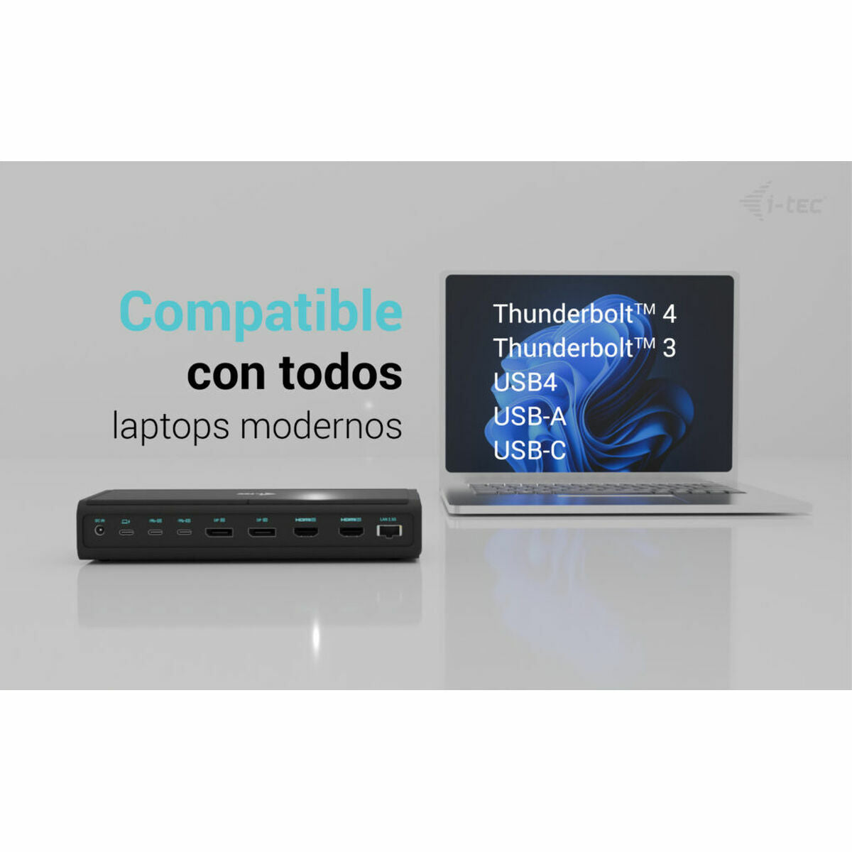 I-TEC Universal 6x 4K Display DS 6x4K 2xDP 2xHDMI 2xUSB-C 1xGLAN 2xUSB-C Gen.2 4xUSB 3.2 1xAudio/Mic Jack 1xSD/microSD Kl PD 140W KL