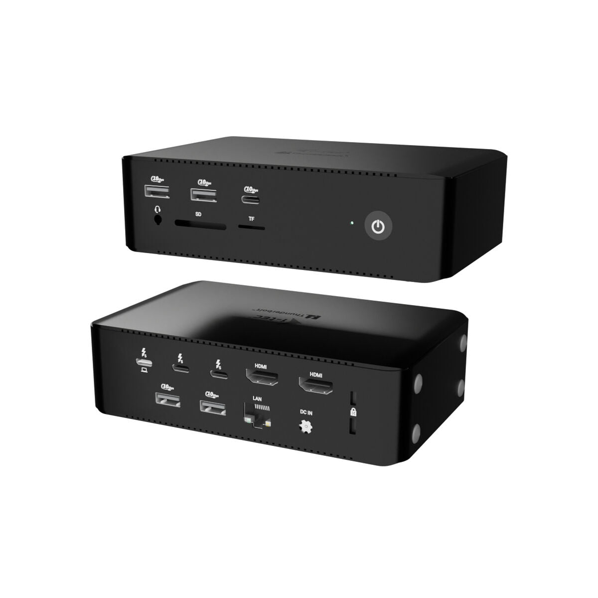I-TEC Thunderbolt 5 Quattro Display DS 2xTB5 2xHDMI 1x2.5GLAN 1xAudio/Mic 1xUSB-C Gen2 4xUSB-A Gen2 SD+TF Cardreader PD 140W KL