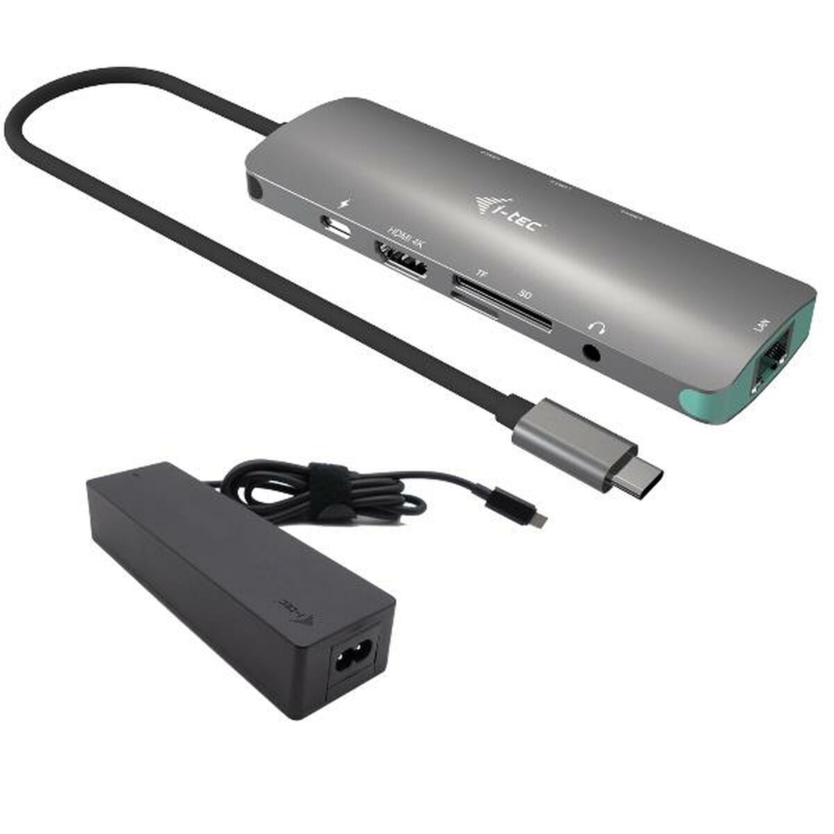 I-TEC USB C Metal Nano Dock 1xHDMI 4K 1xSD + 1xmicroSD Kartenleser 1xGLAN 1xAudio 3x USB 3.0 Port 1x USB-C PD + Charger 100W