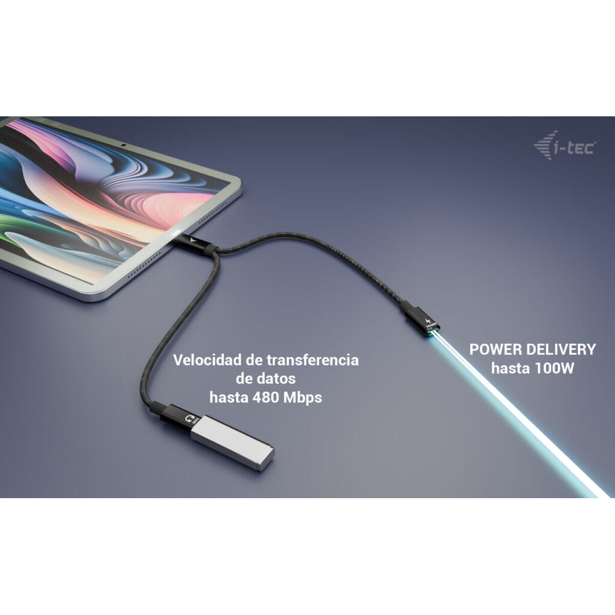 I-TEC USB-C Cable Splitter Audio/Data 1x USB-C PD input 100W 1x USB-C 2.0 for audio/mic or data 480Mbps Power Delivery 100W
