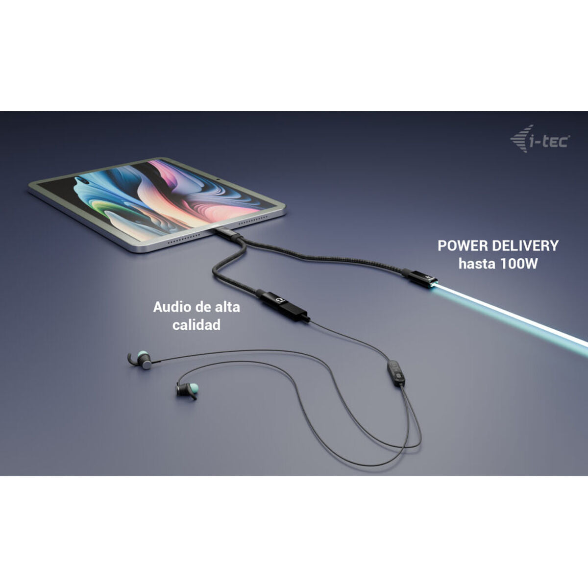 I-TEC USB-C Cable Splitter Audio/Data 1x USB-C PD input 100W 1x USB-C 2.0 for audio/mic or data 480Mbps Power Delivery 100W
