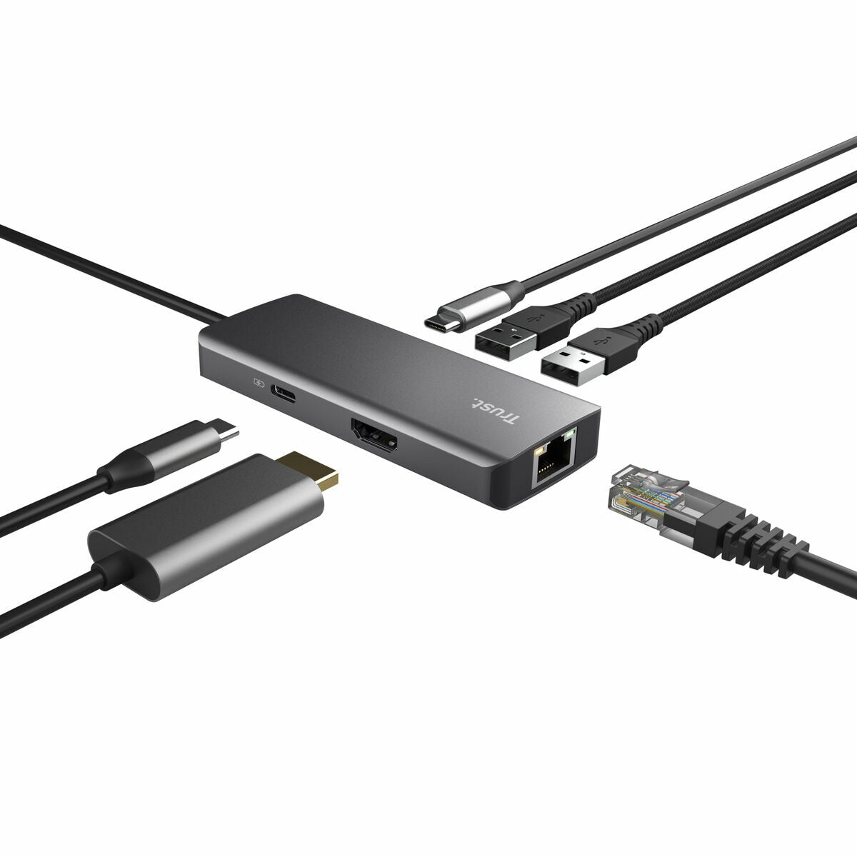 TRUST Adaptateur DALYX USB-C 6 en 1 2 USB-C 2 USB 1 HDMI 1 Ethernet