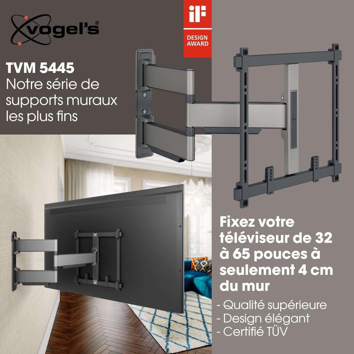 VOGEL S Support écran mural TVM 5445 Noir