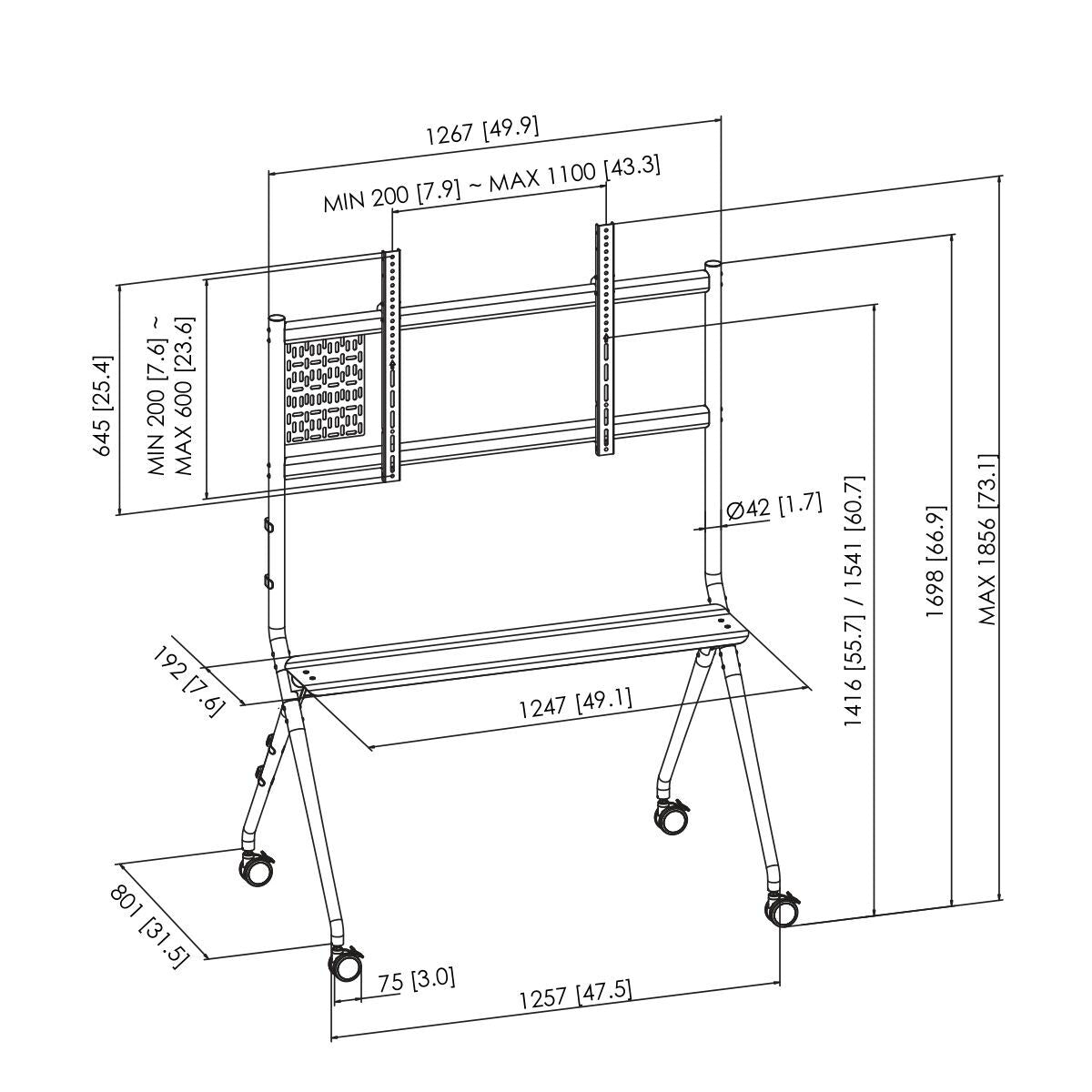 VOGEL S Support sur roulettes ESSENTIAL T1021 noir