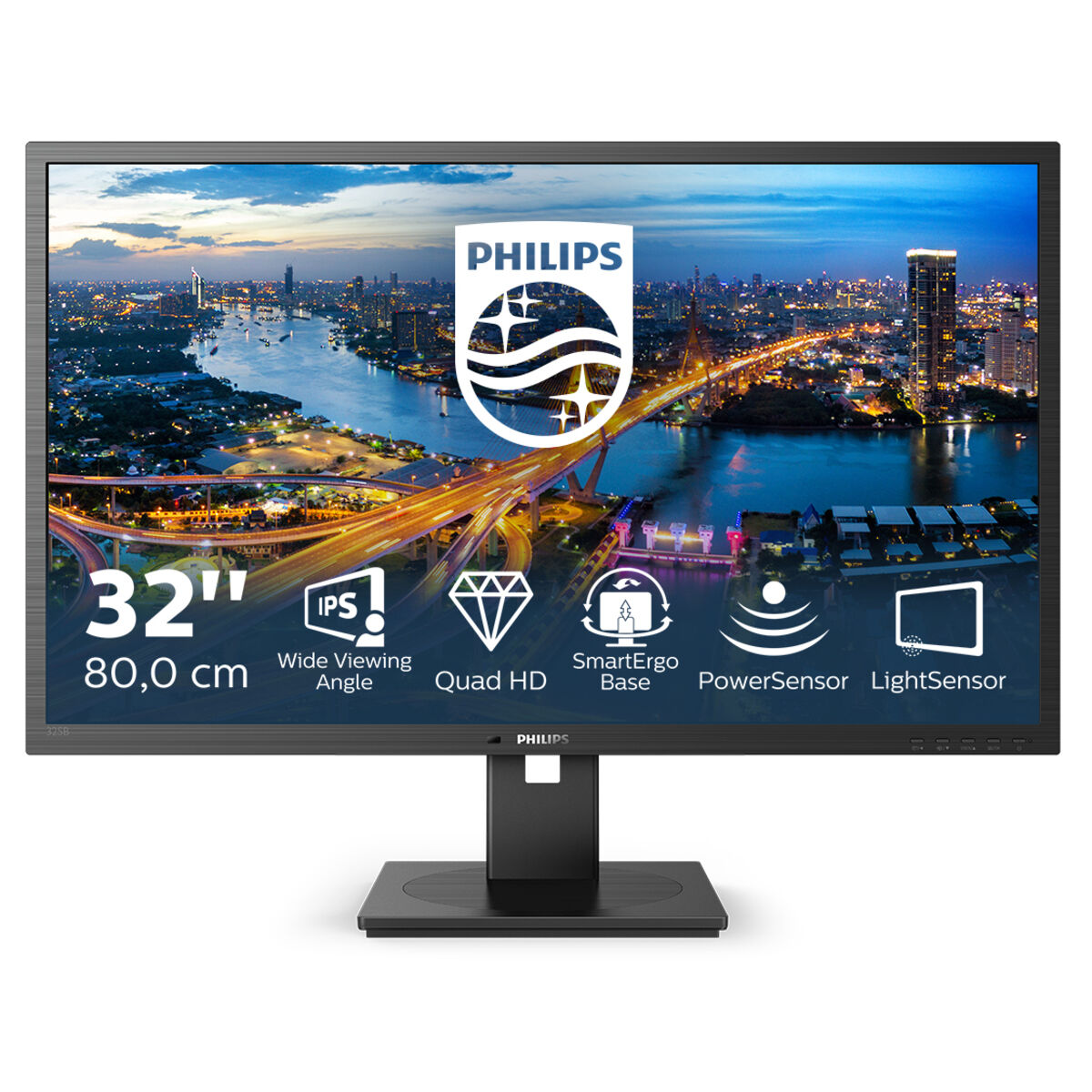 PHILIPS 325B1L/00 31.5p IPS Flat 2560x1440 16:9 1200:1 250cd/m2 4ms H/A 180 75Hz USB HUB SPEAKERS POWER/LIGHT SENSOR DP 2xHDMI