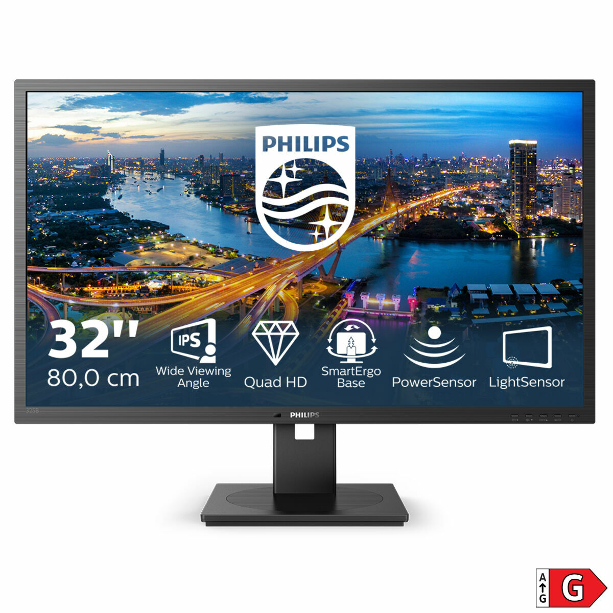 PHILIPS 325B1L/00 31.5p IPS Flat 2560x1440 16:9 1200:1 250cd/m2 4ms H/A 180 75Hz USB HUB SPEAKERS POWER/LIGHT SENSOR DP 2xHDMI