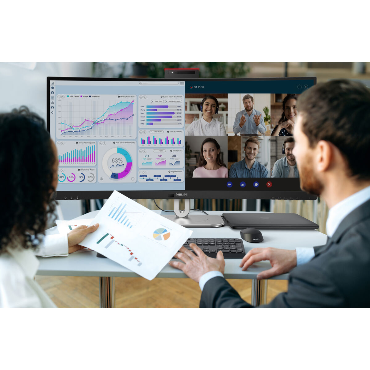 PHILIPS 34B2U6603CH 34p Curved 3440x1440 2xHDMI DP USB