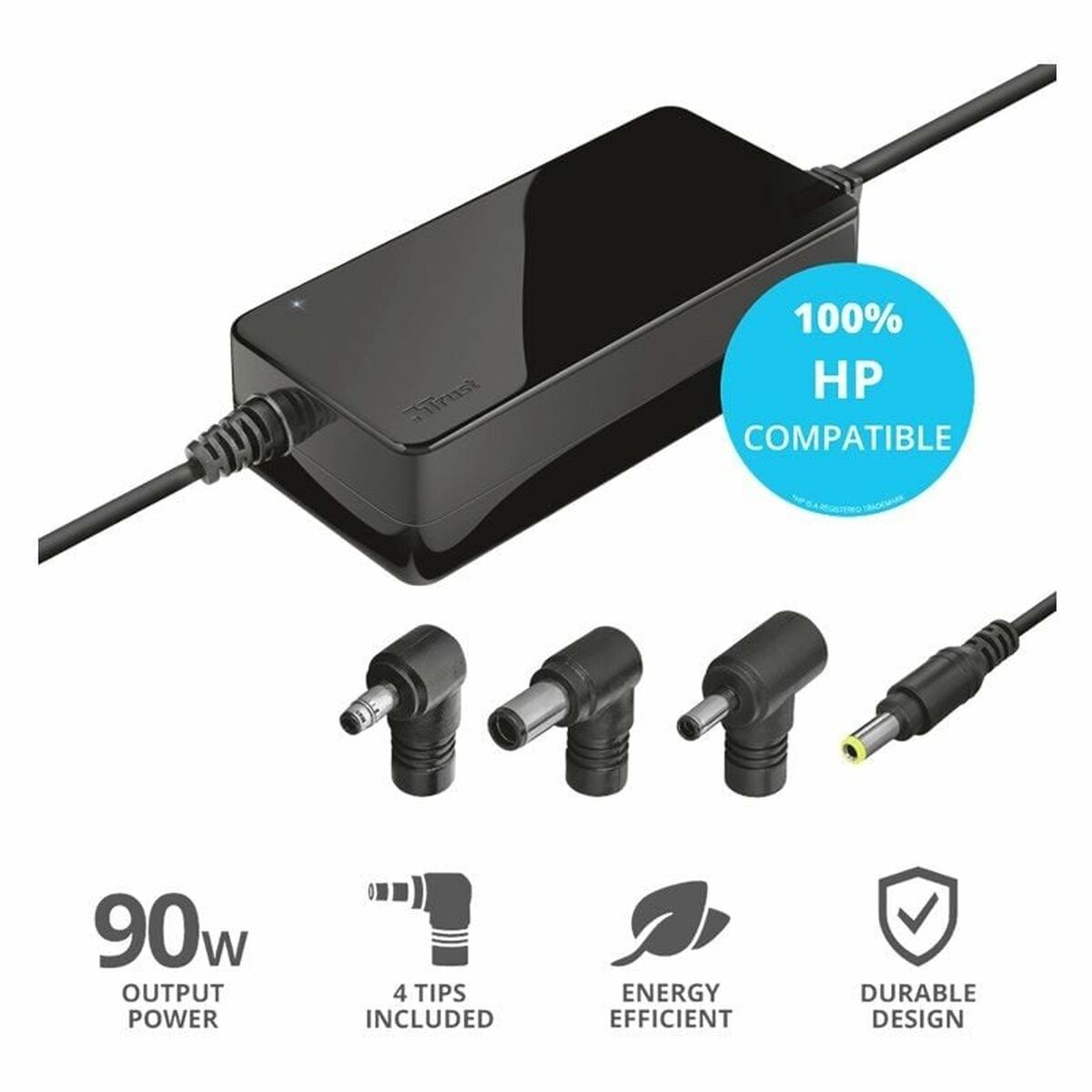 TRUST Alimentation universelle MAXO 90W pour ordinateur portable HP