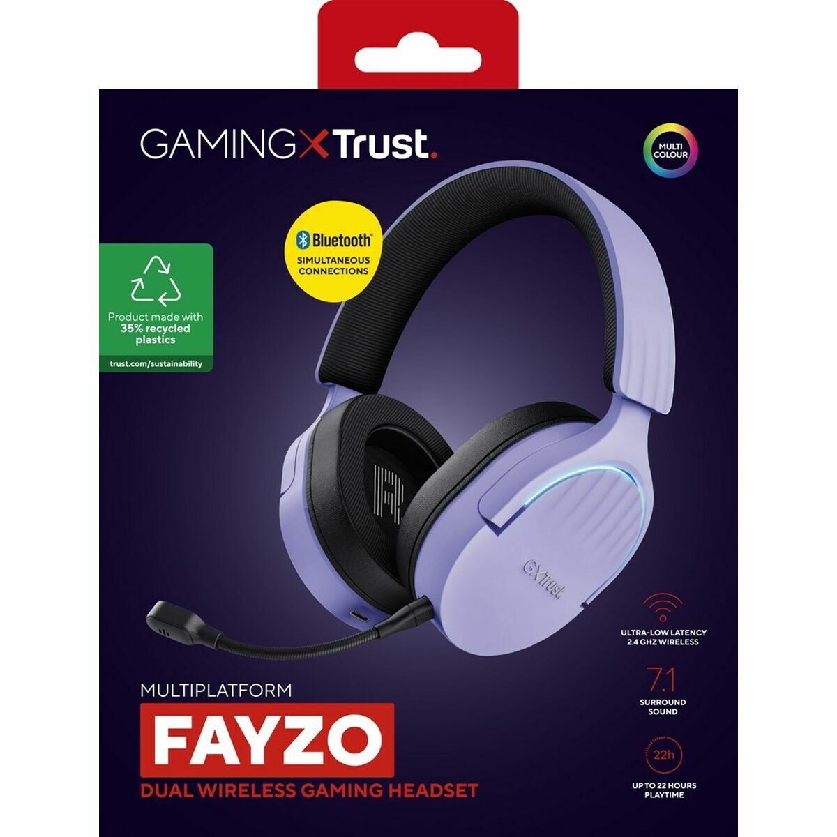 TRUST Casque gaming sans fil FAYZO DUAL Wireless - Purple