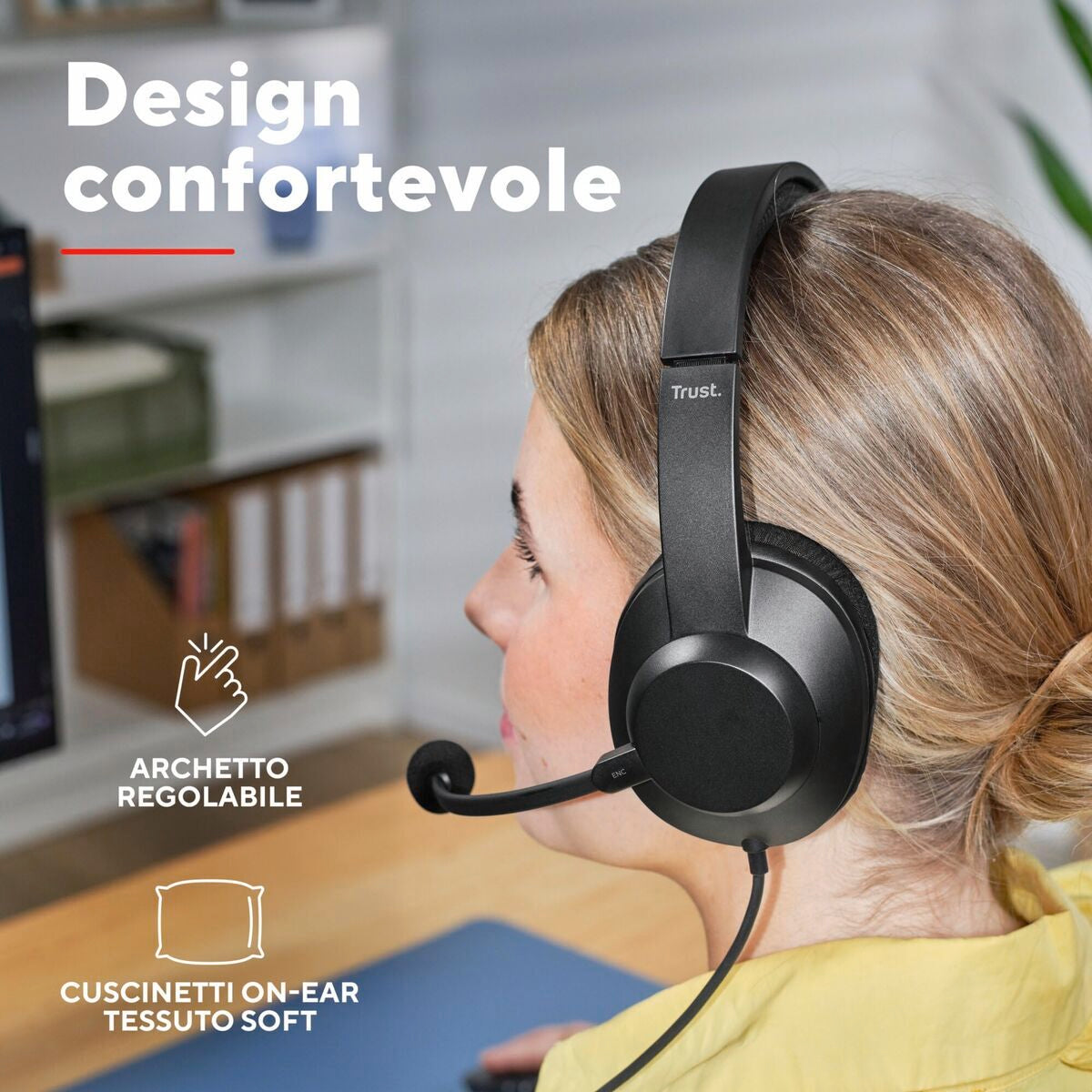 TRUST Casque-micro AYDA MAX ENC pour ordinateur USB