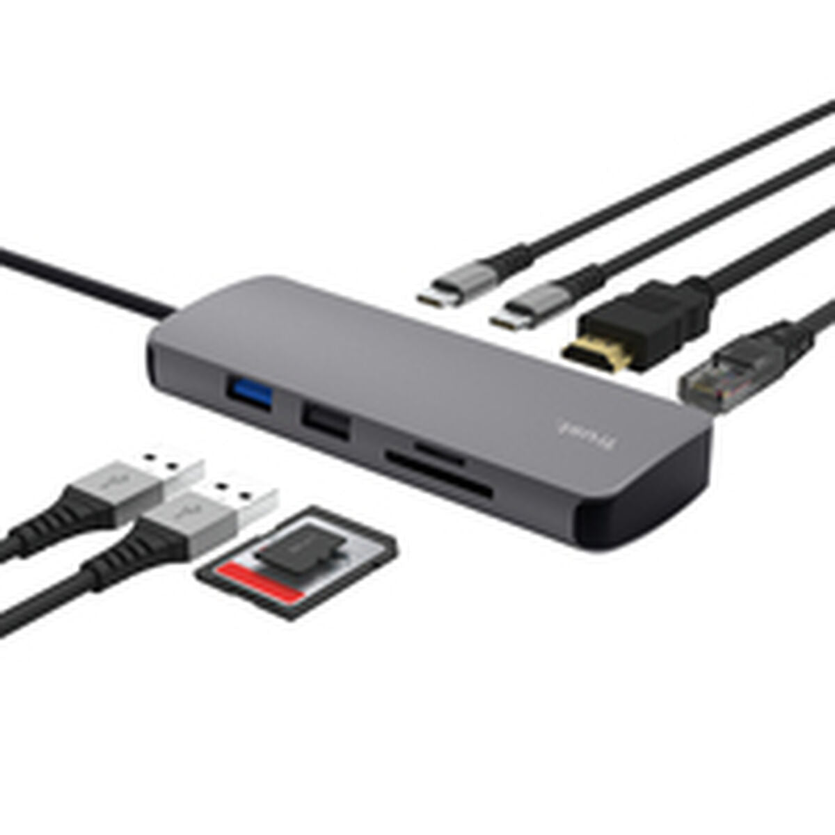 TRUST Adaptateur DALYX USB-C 8 en 1 2 USB-C 2 USB 1 HDMI 1 SD + 1 micro SD Card 1 Ethernet