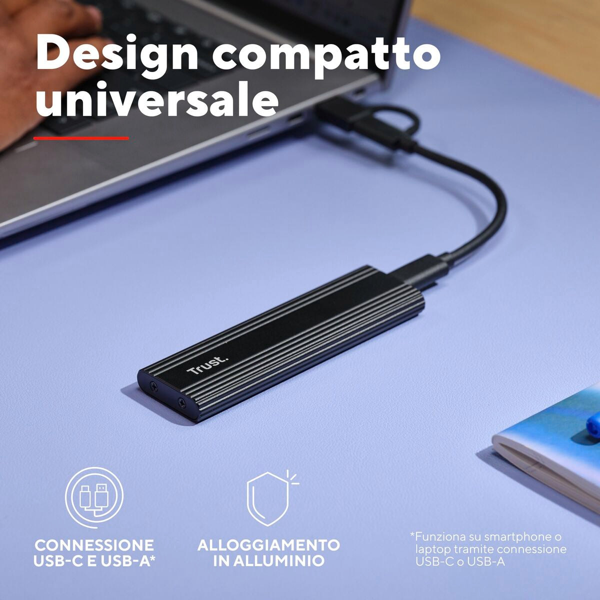 TRUST Boitier compact USB-C/A pour carte SSD