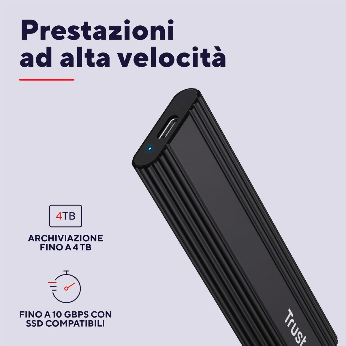 TRUST Boitier compact USB-C/A pour carte SSD