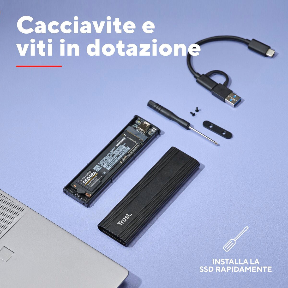 TRUST Boitier compact USB-C/A pour carte SSD