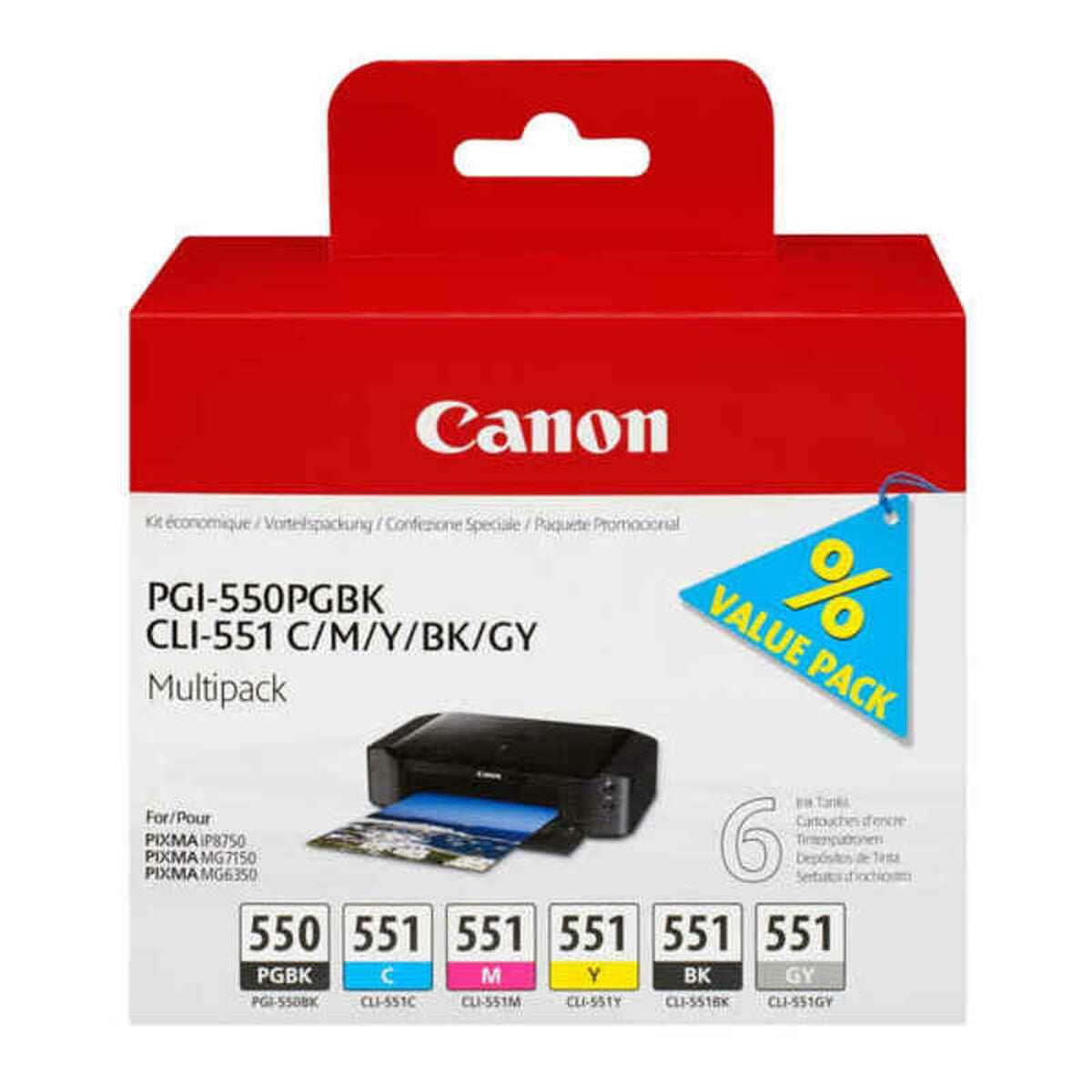 CANON 1LB PGI-550 / CLI-551 ink cartridge black and five colour standard capacity multipack