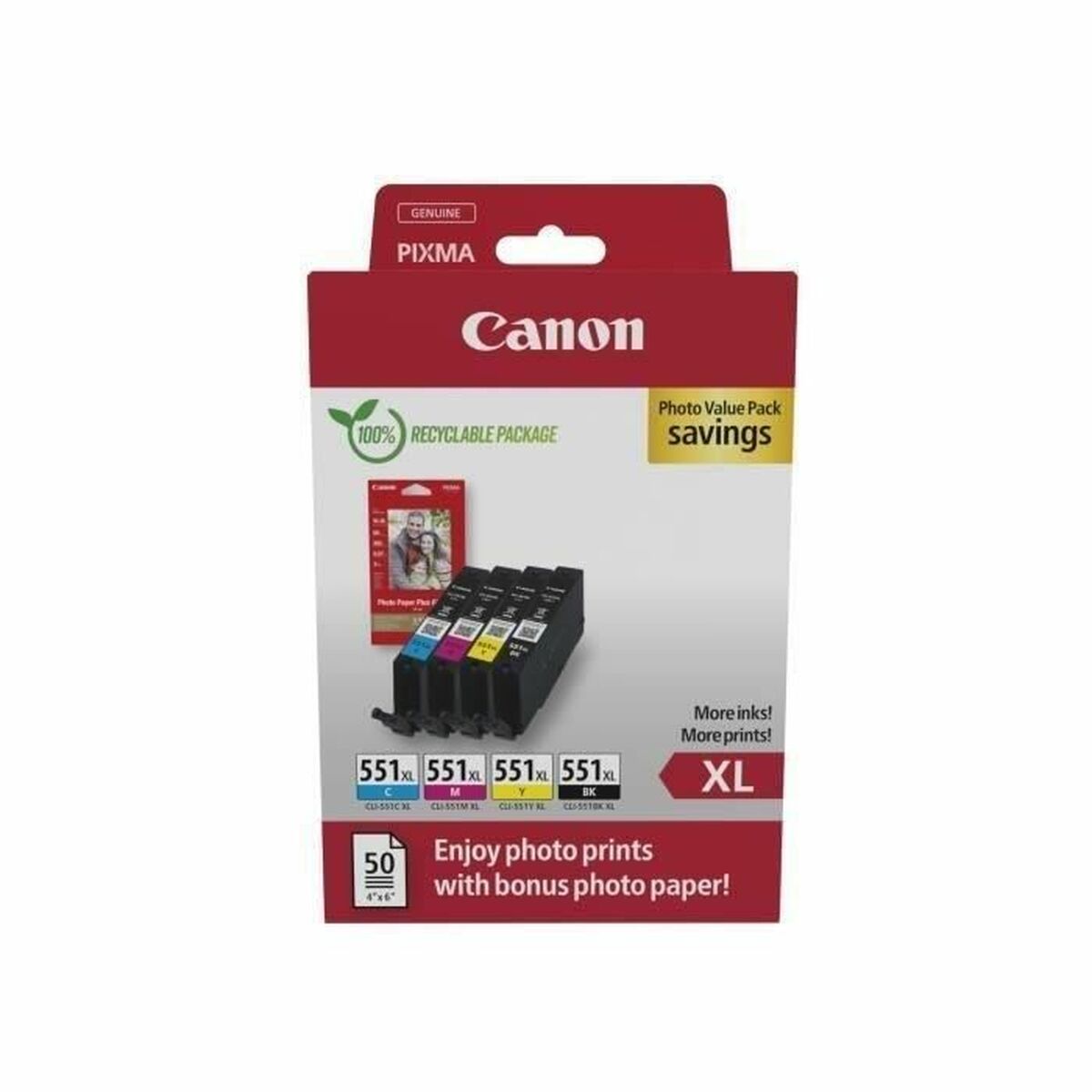 CANON CLI-551XL Ink Cartridge C/M/Y/BK + PHOTO PACK