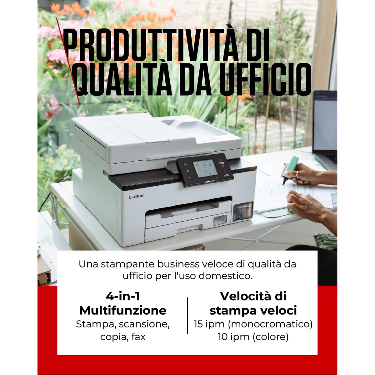 CANON MAXIFY GX2050 MFP colour inkjet refillable A4 15ipm Print 250sheets USB Wi-Fi LAN +1 ink set +2extra black bottles