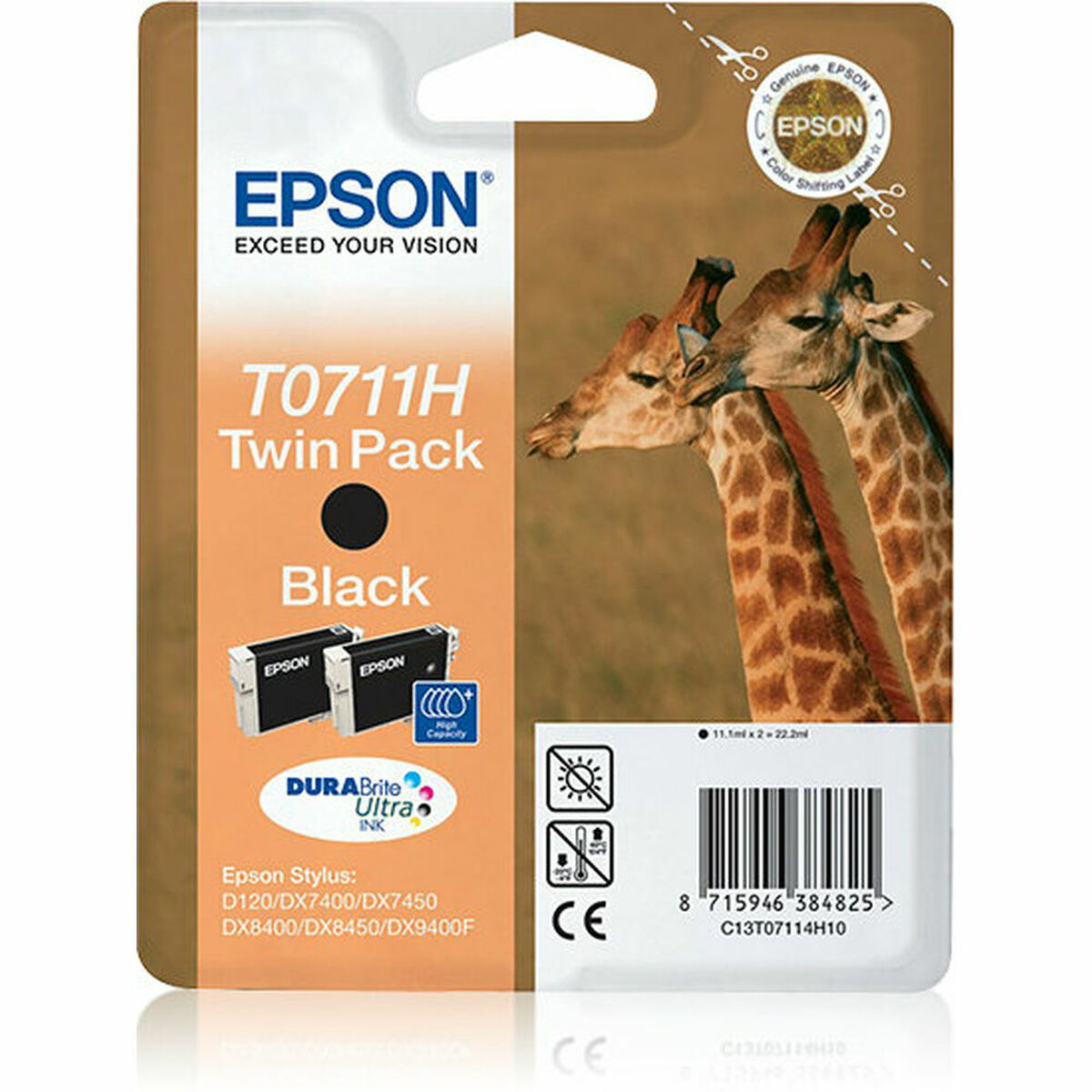 Ink/T0711H Giraffe 2x11.1ml BK