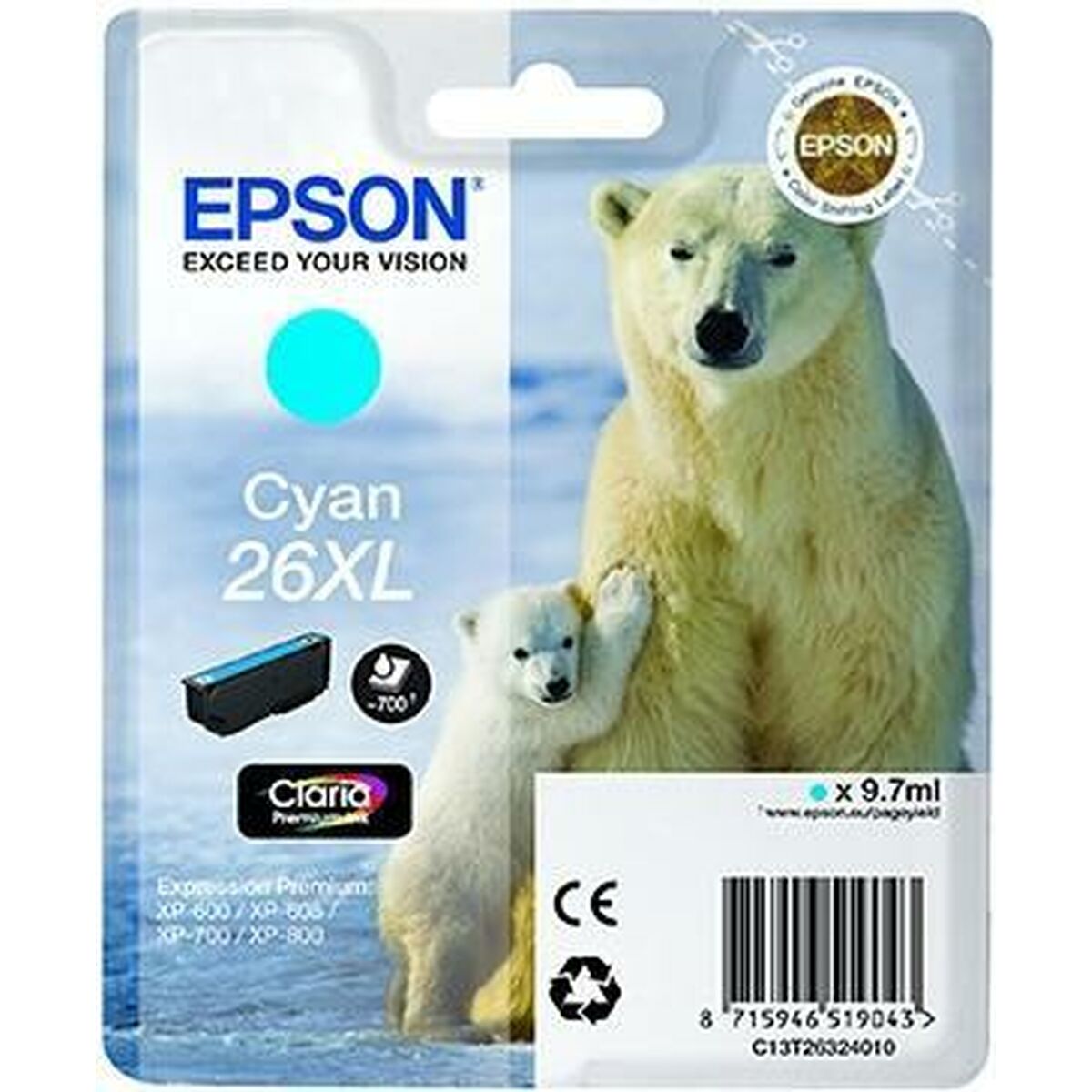 Ink/26XL Polar Bear 9.7ml CY