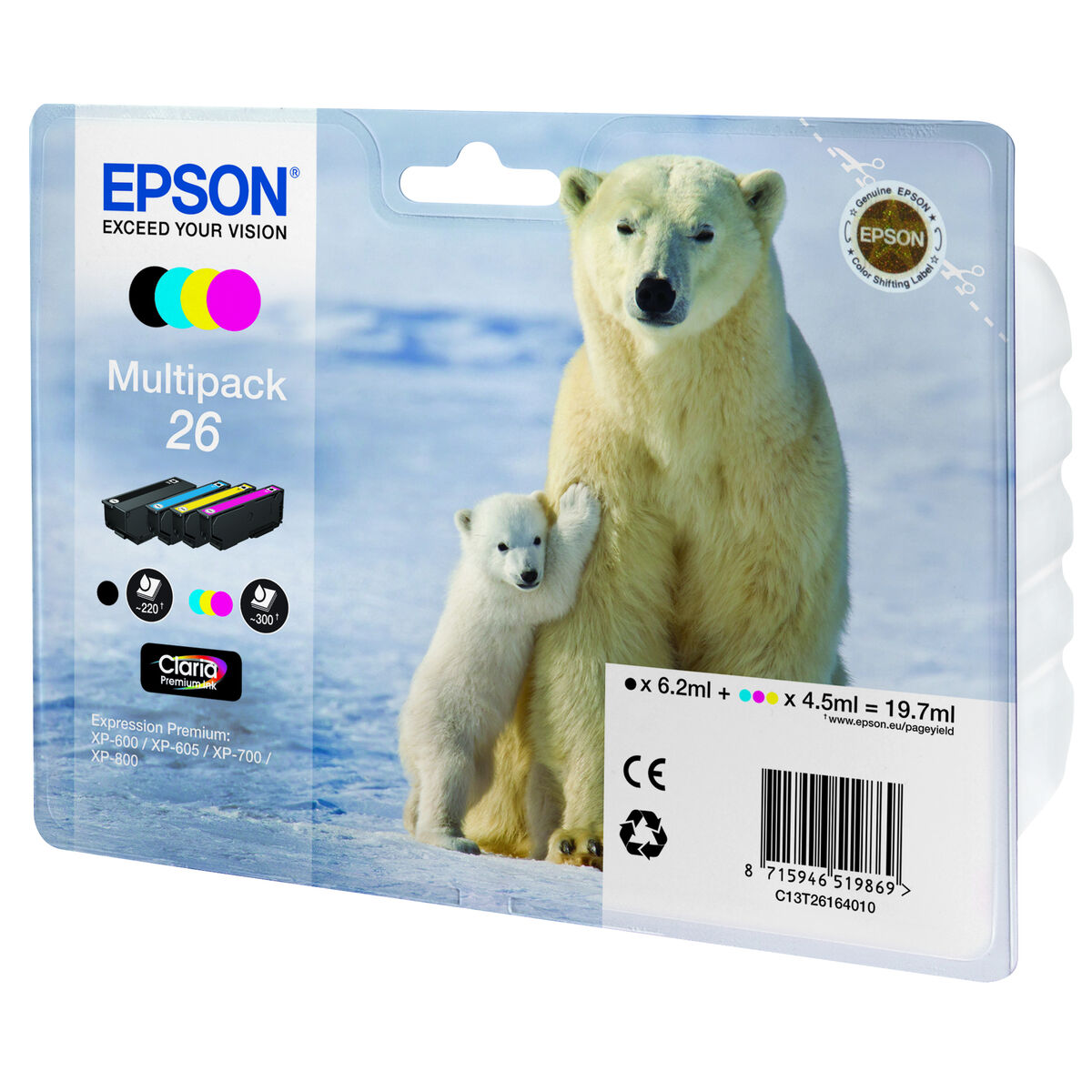 EPSON 3LB 26 ink cartridge black and tri-colour standard capacity 19.7ml 1-pack blister without alarm