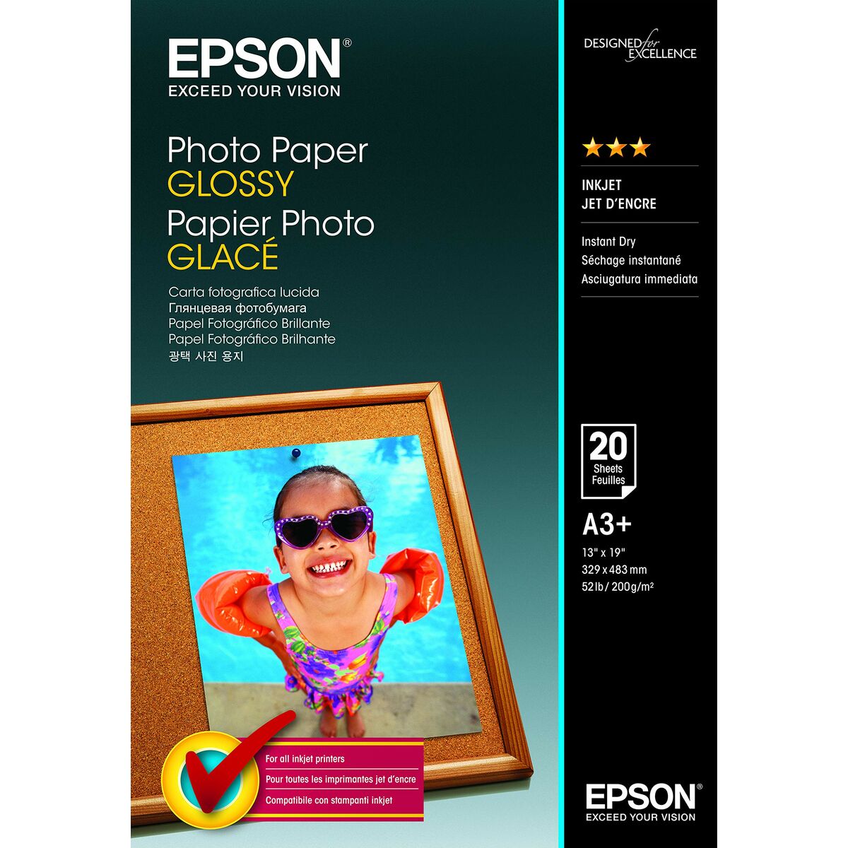 EPSON Papier Photo Glace 200g A3 (20f)