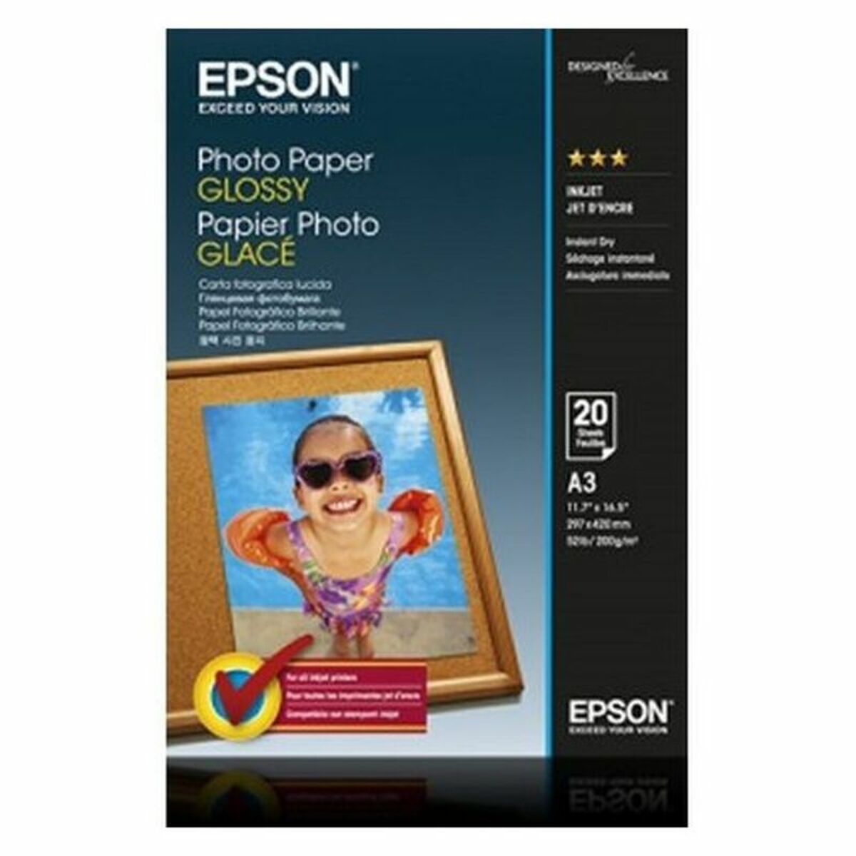 EPSON PHOTO  papier brillant A3 20 feuilles pack de 1