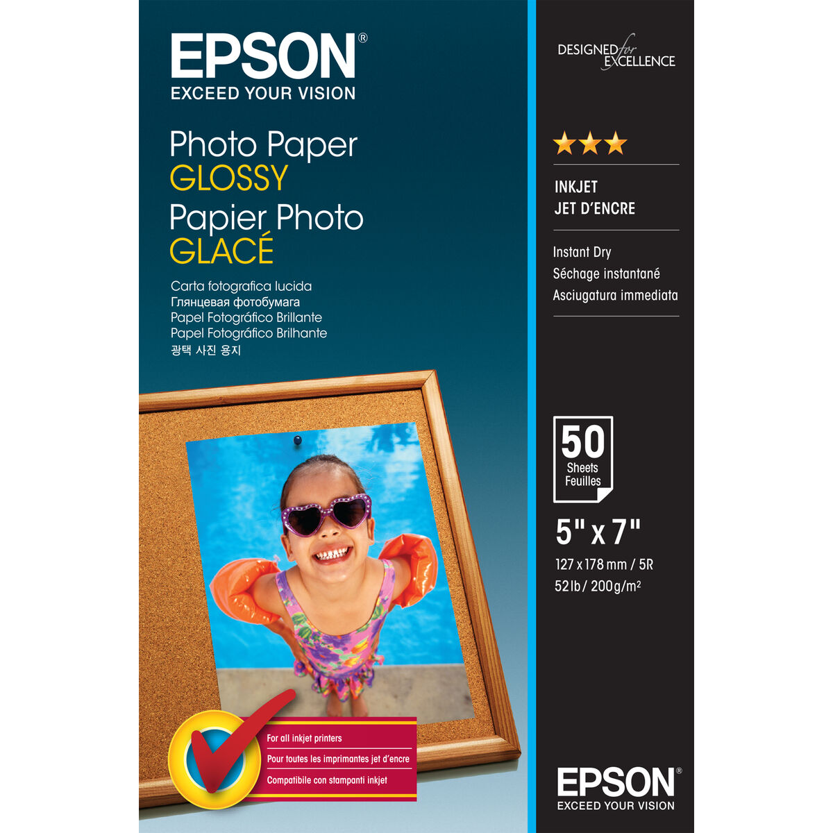 EPSON PHOTO  papier brillant 200g/m2 130x180mm 50 feuilles pack de 1