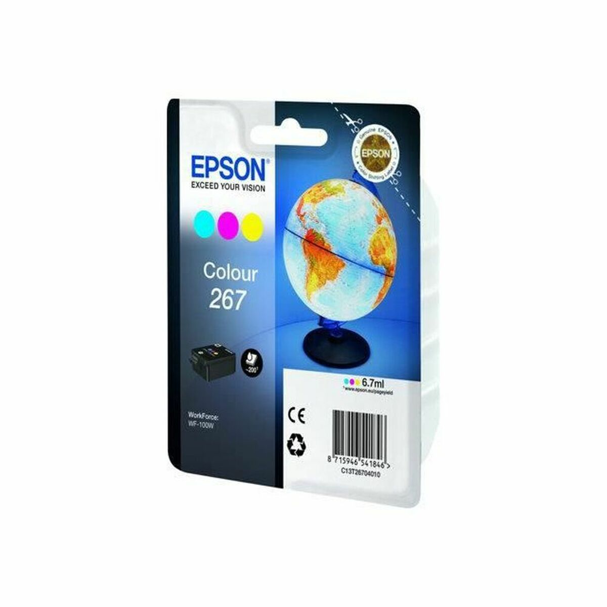 EPSON 2LB 267 ink cartridge cyan magenta and yellow standard capacity 200 pages 1-pack RF-AM blister w/s