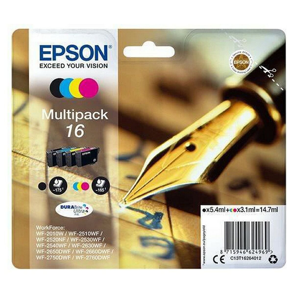 EPSON 2LB 16 ink cartridge black and tri-colour standard capacity 14.7ml 1-pack blister without alarm