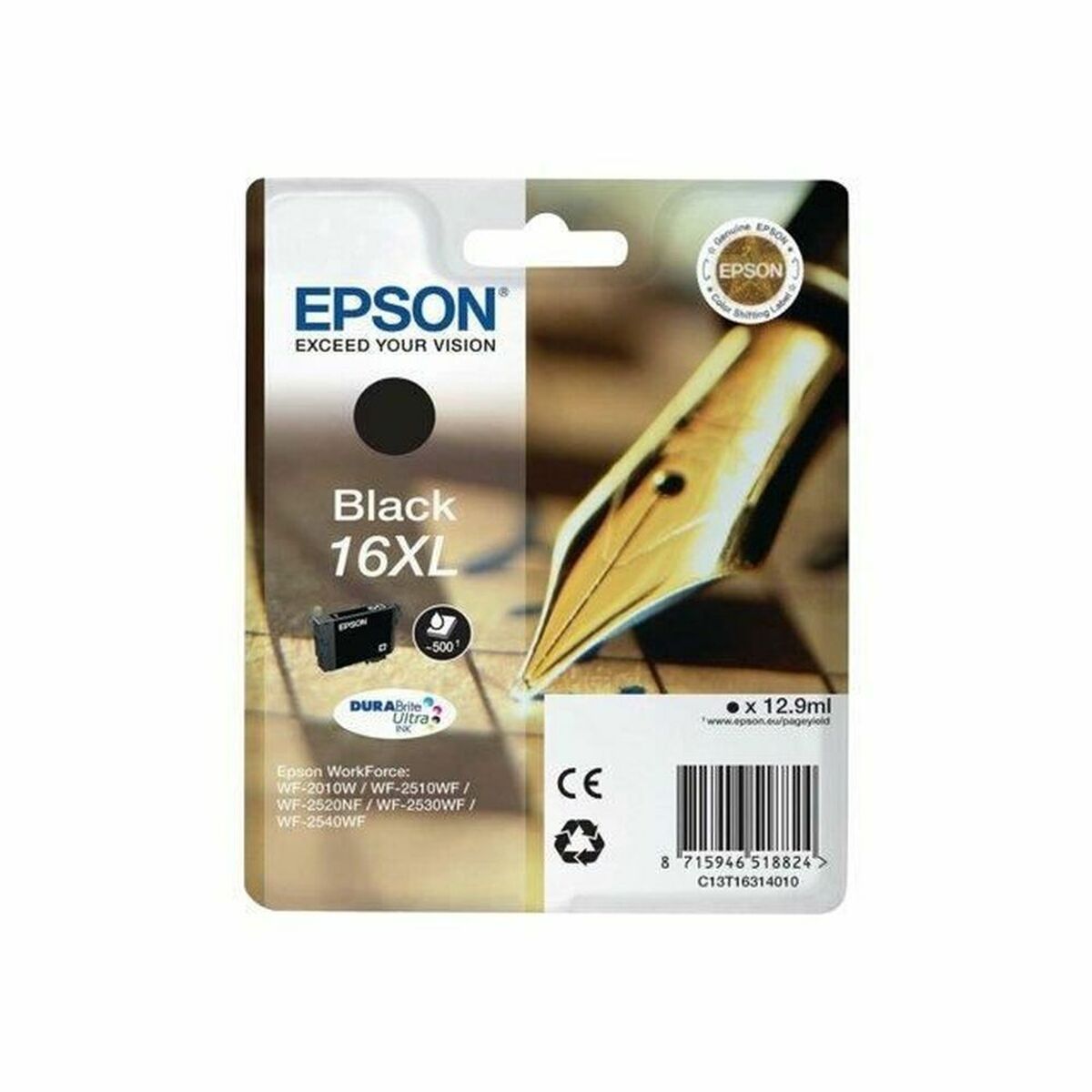 EPSON 6LB 16XL ink cartridge black high capacity 12.9ml 500 pages 1-pack RF-AM blister w/s