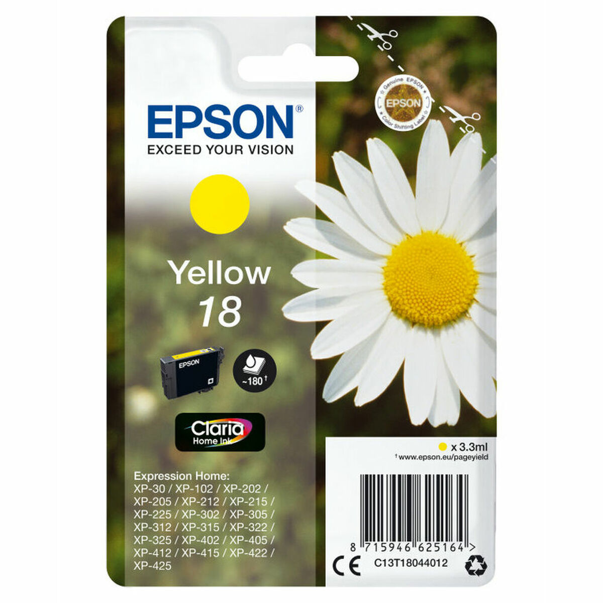 EPSON 3LB 18 ink cartridge yellow standard capacity 3.3ml 180 pages 1-pack RF-AM blister w/s