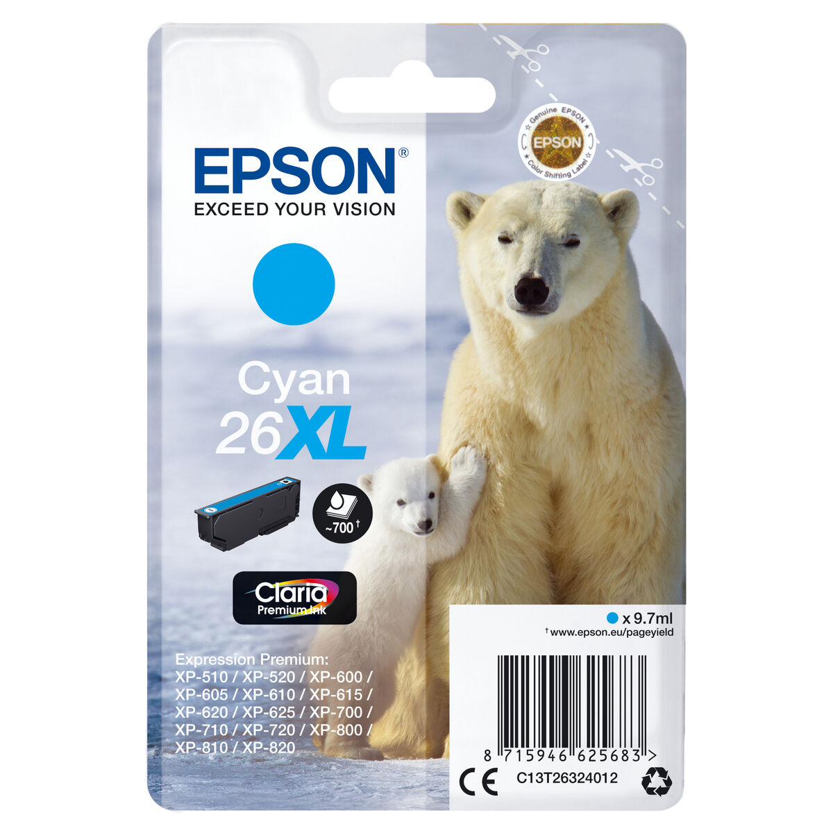 Ink/26XL Polar Bear 9.7ml CY
