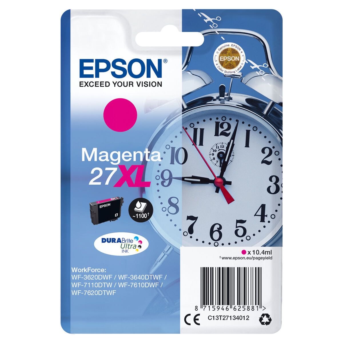 EPSON 1LB 27XL ink cartridge magenta high capacity 10.4ml 1.100 pages 1-pack RF-AM blister - DURABrite ultra ink w/s