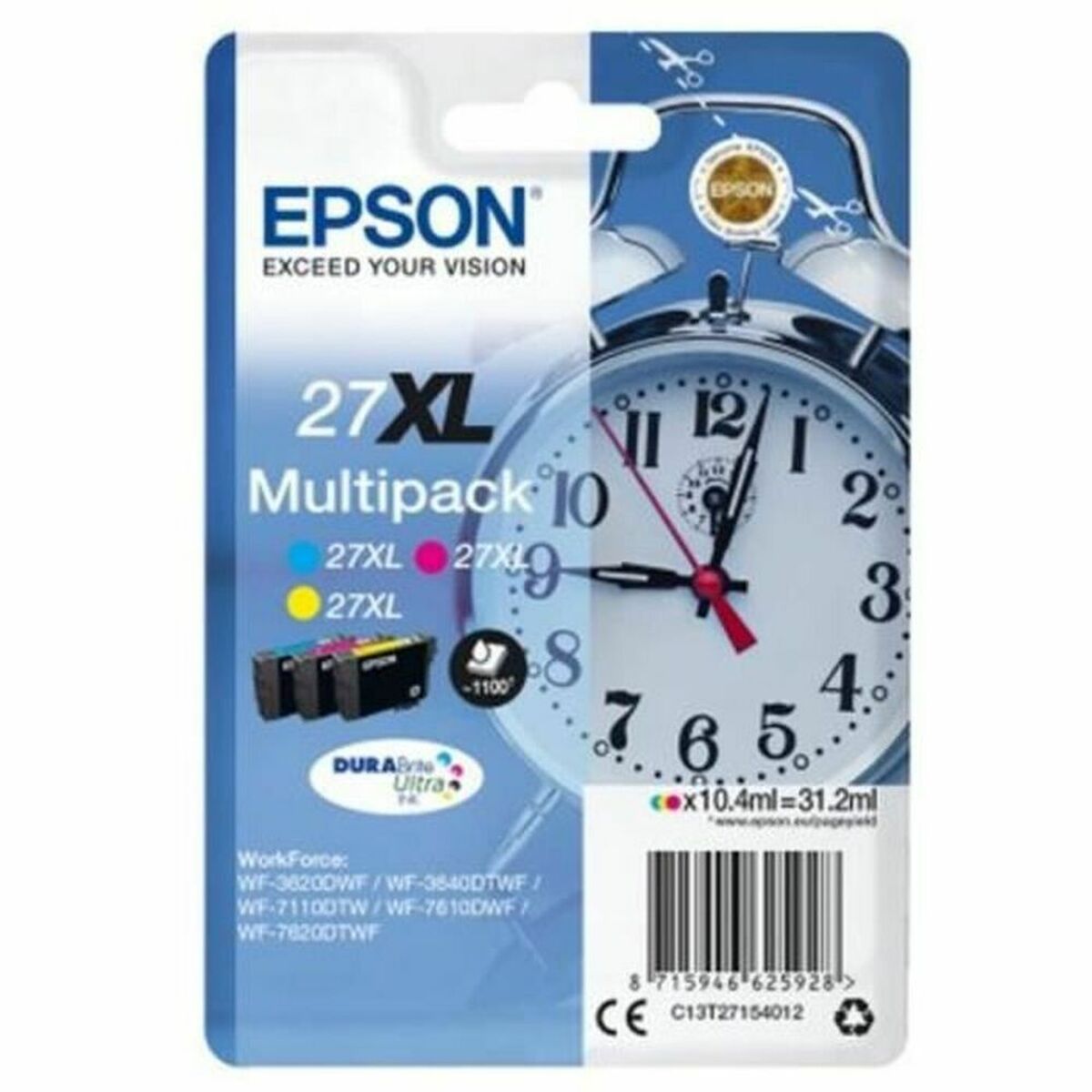 EPSON 1LB 27XL ink cartridge cyan magenta and yellow high capacity 3x10.4ml 3x1.100 pages combopack RF-AM blister - DURABrite w/s