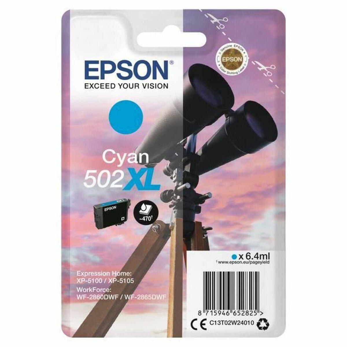 EPSON 1LB Singlepack Cyan 502XL Ink SEC w/s