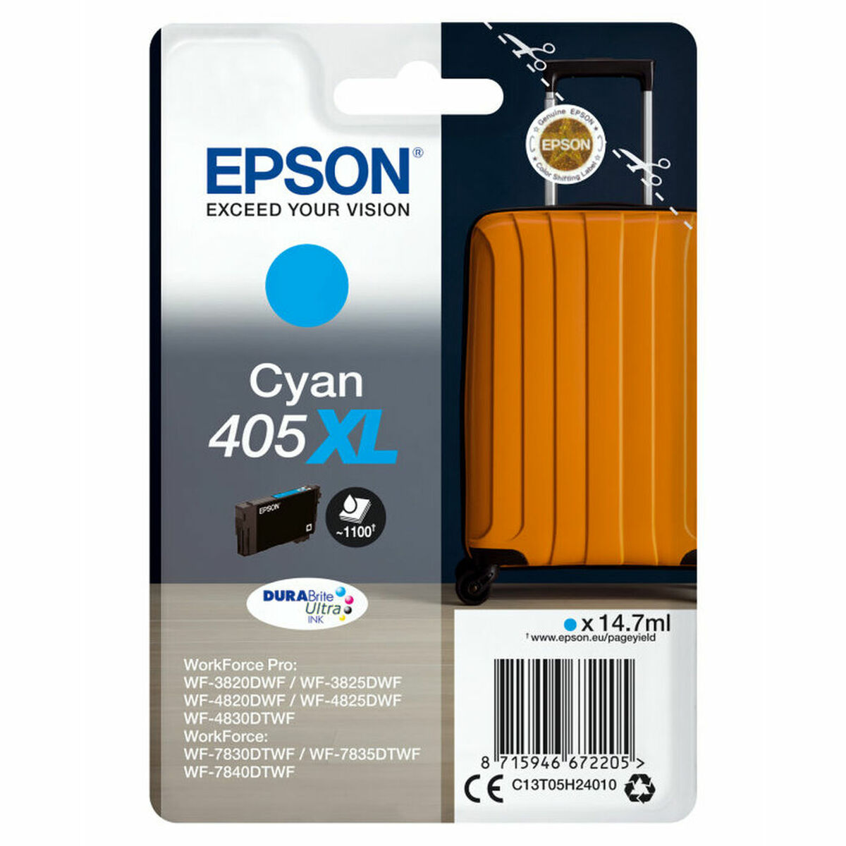 EPSON 6LB Singlepack Cyan 405XL DURABrite Ultra Ink