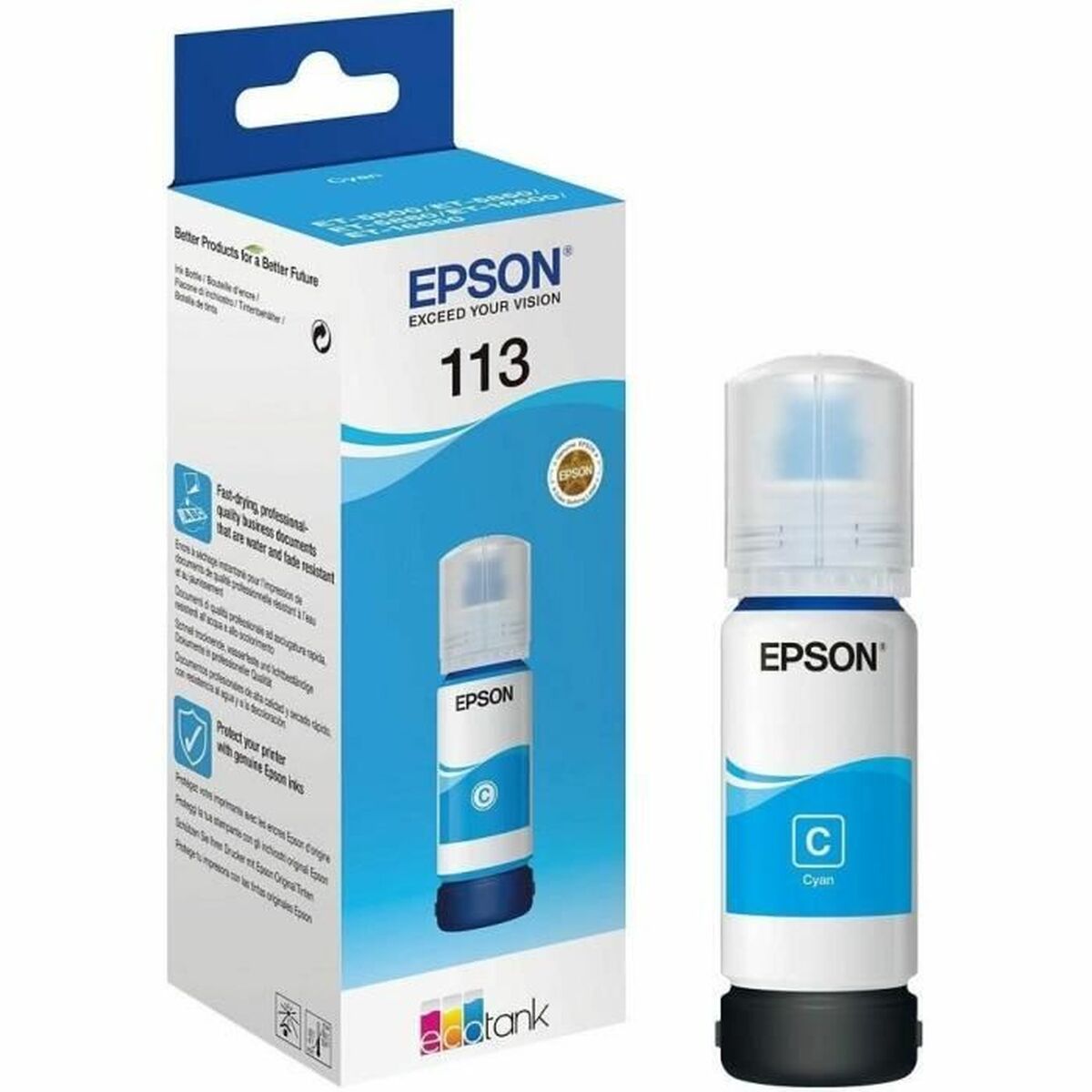EPSON 6LB 113 EcoTank Pigment Cyan ink bottle